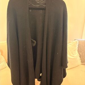 BCBGMaxAzria Black Open-Front Poncho Sweater